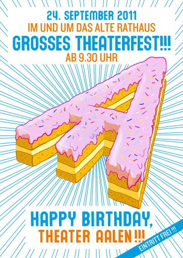 Kleon Medugorac HAPPY BIRTHDAY THEATER AALEN!!! flyer illustration poster theater typography allgemein  